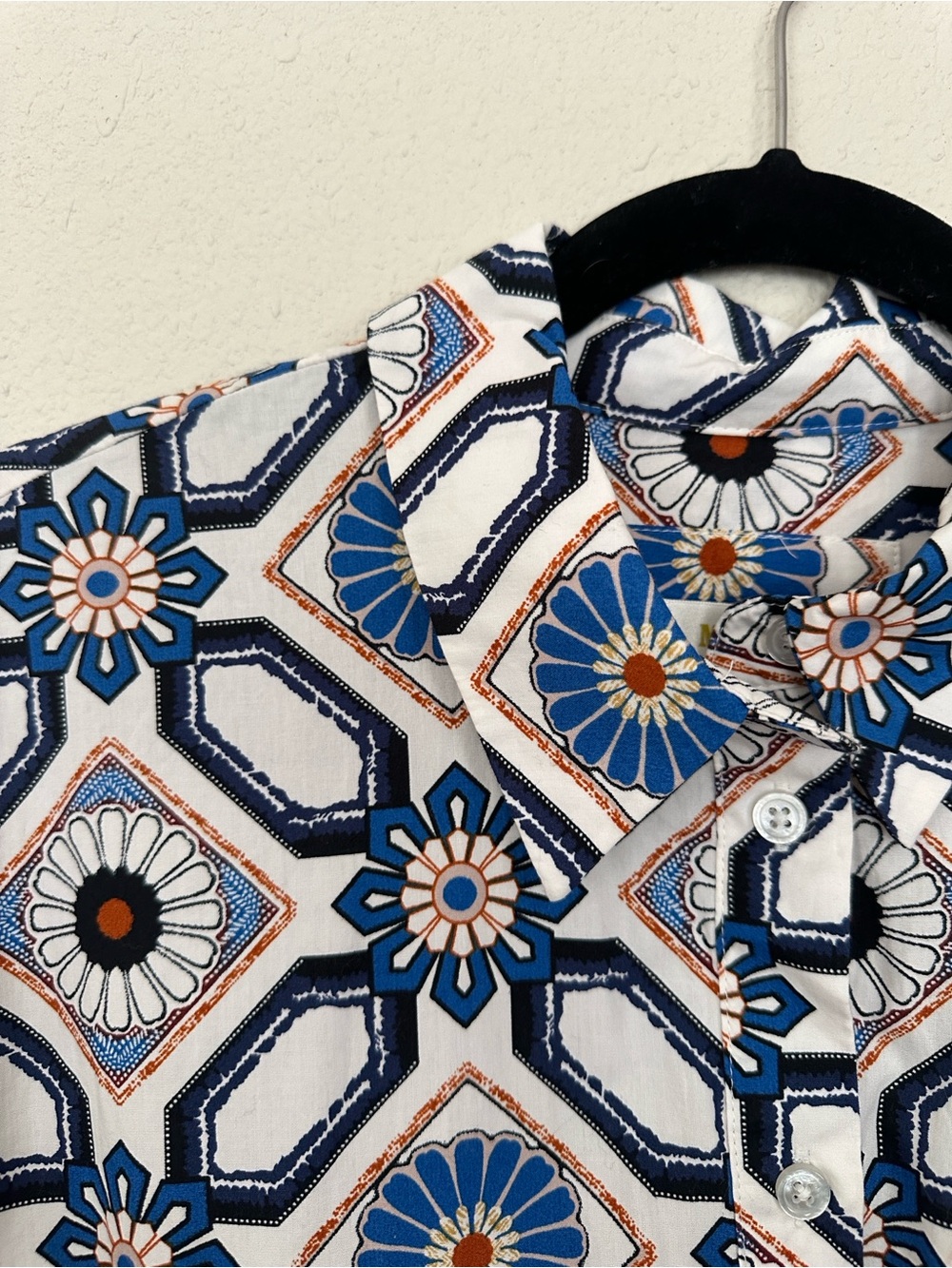 Maeve Blue & White Geometric Tiered Midi Dress - Picture 4 of 6